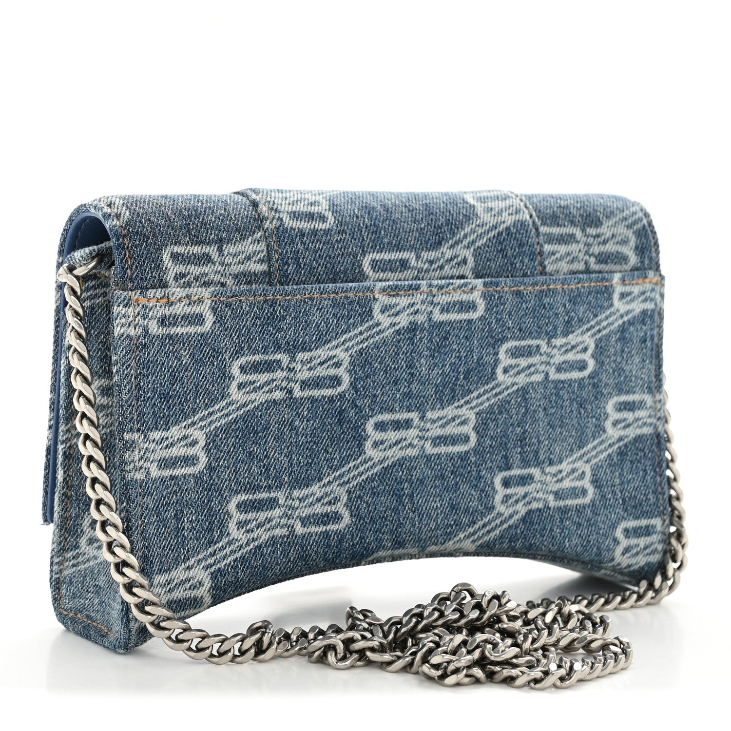 Balenciaga Denim BB Monogram Hourglass Chain Bag Blue 3 of 13
