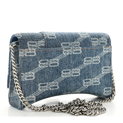 Balenciaga Denim BB Monogram Hourglass Chain Bag Blue 3 of 13
