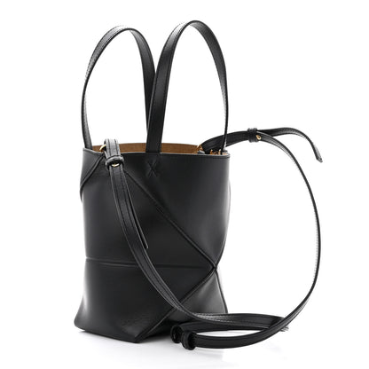 Loewe Shiny Calfskin Mini Puzzle Fold Tote Black 3 of 9