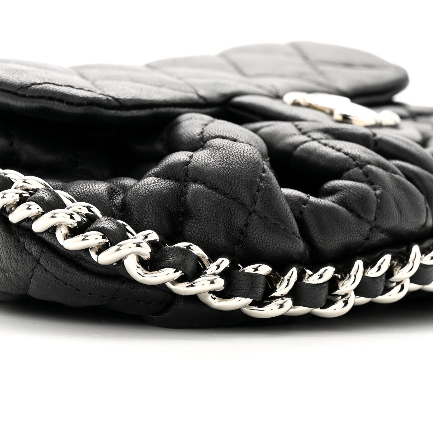 Chanel Washed Lambskin Quilted Mini Chain Around Flap Black 9 of 19