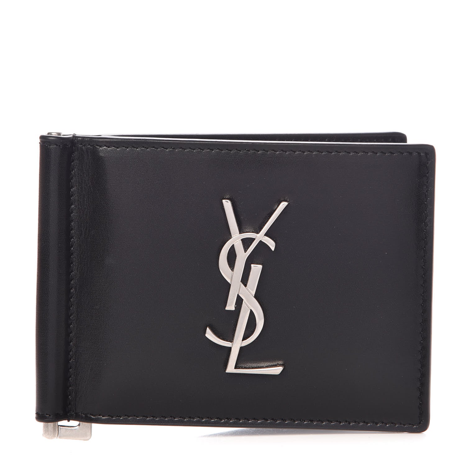 Saint Laurent Calfskin Bill Clip Card Case Black 1 of 8