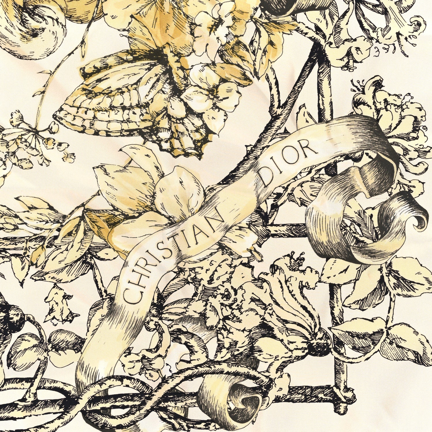 Christian Dior Silk La Force 90 Square Scarf Off White 2 of 3