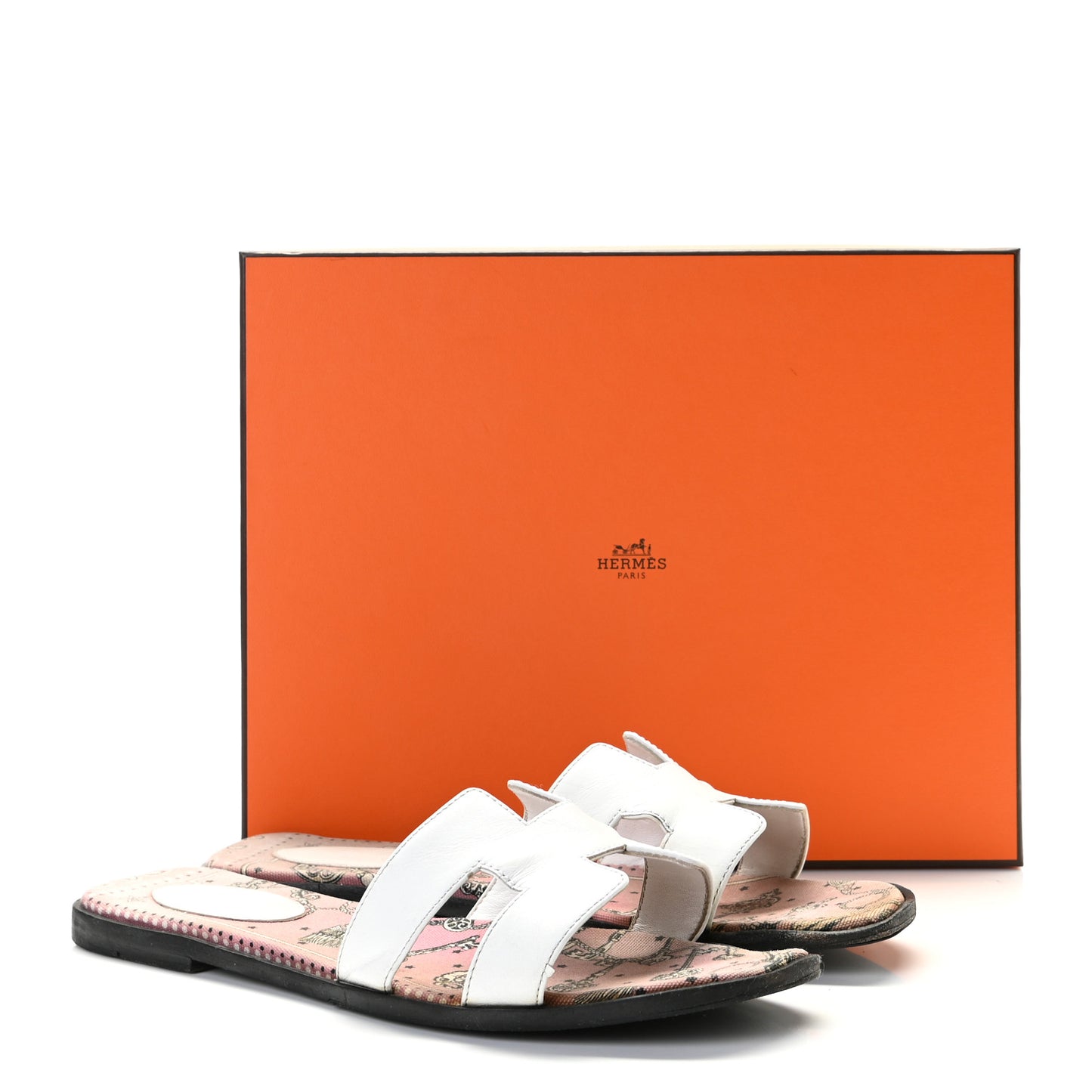 Box Calfskin Bois De Rose Oran Sandals 40 White