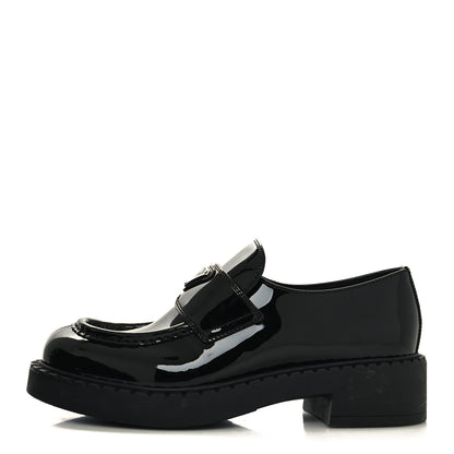 Prada Vernice Triangle 50mm Loafers 38 Black 1 of 9