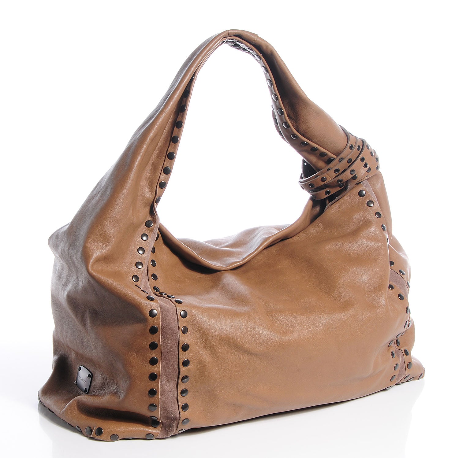 Jimmy Choo Nappa Leather Studded Large Saba Hobo Bag Mink 3 of 10
