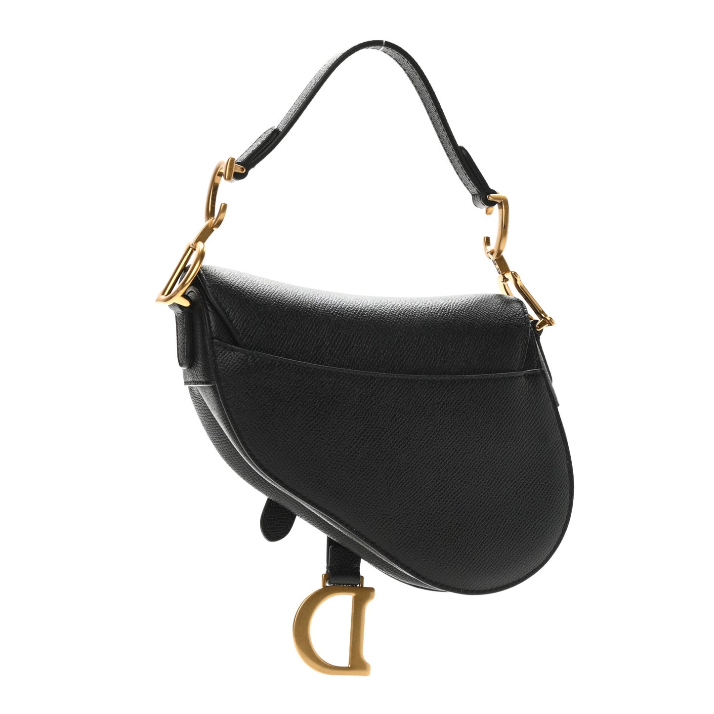 Grained Calfskin Mini Saddle Bag Black