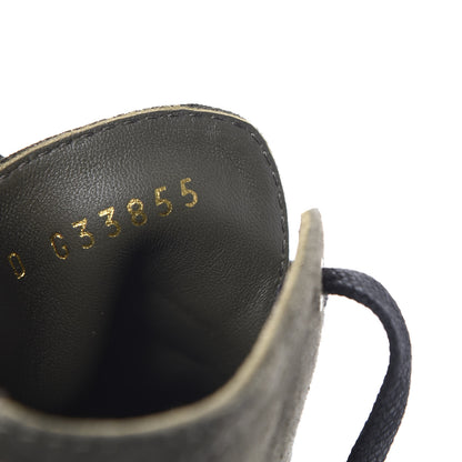 Chanel Suede Patent CC Lace Up Boots 35.5 Green 10 of 11