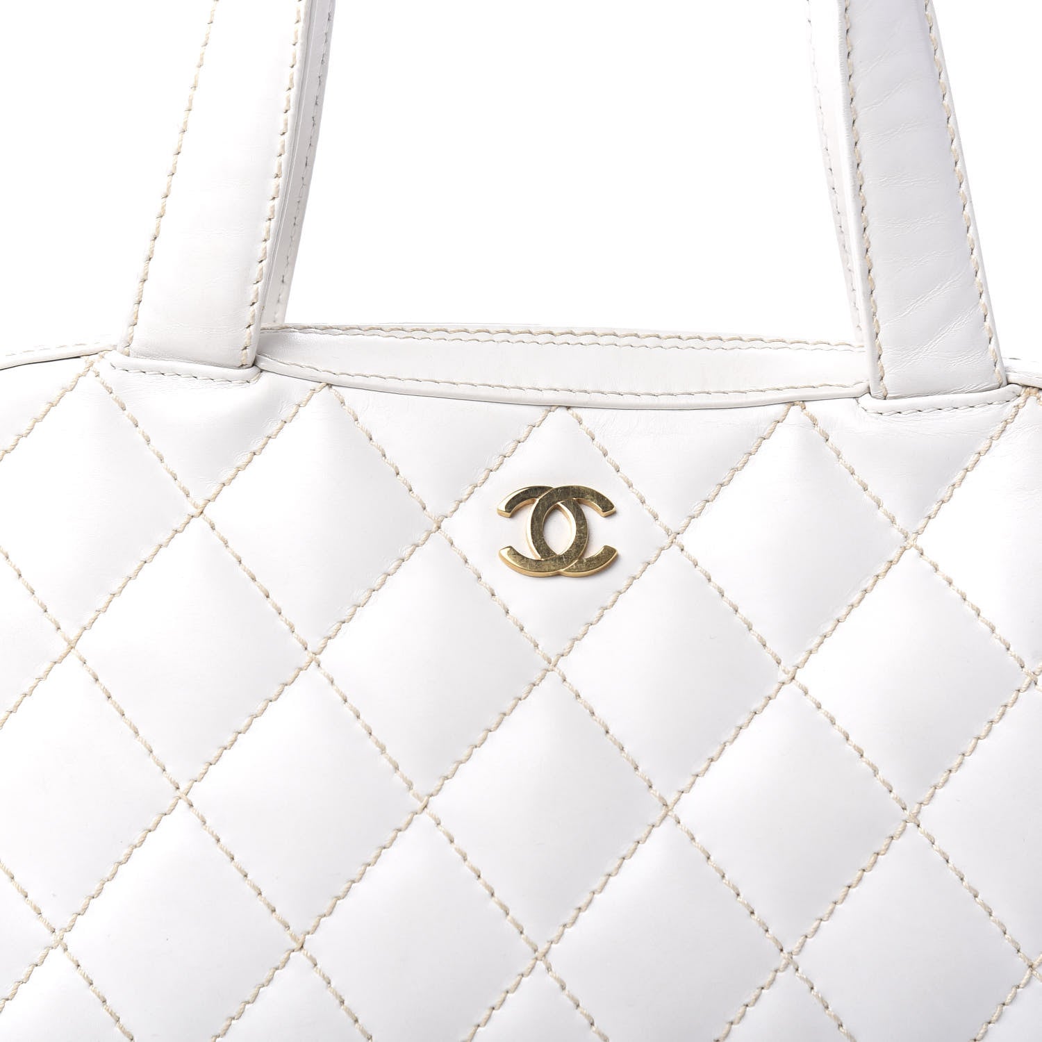 Chanel Calfskin Wild Stitch Surpique Top Handle Bag White 12 of 12