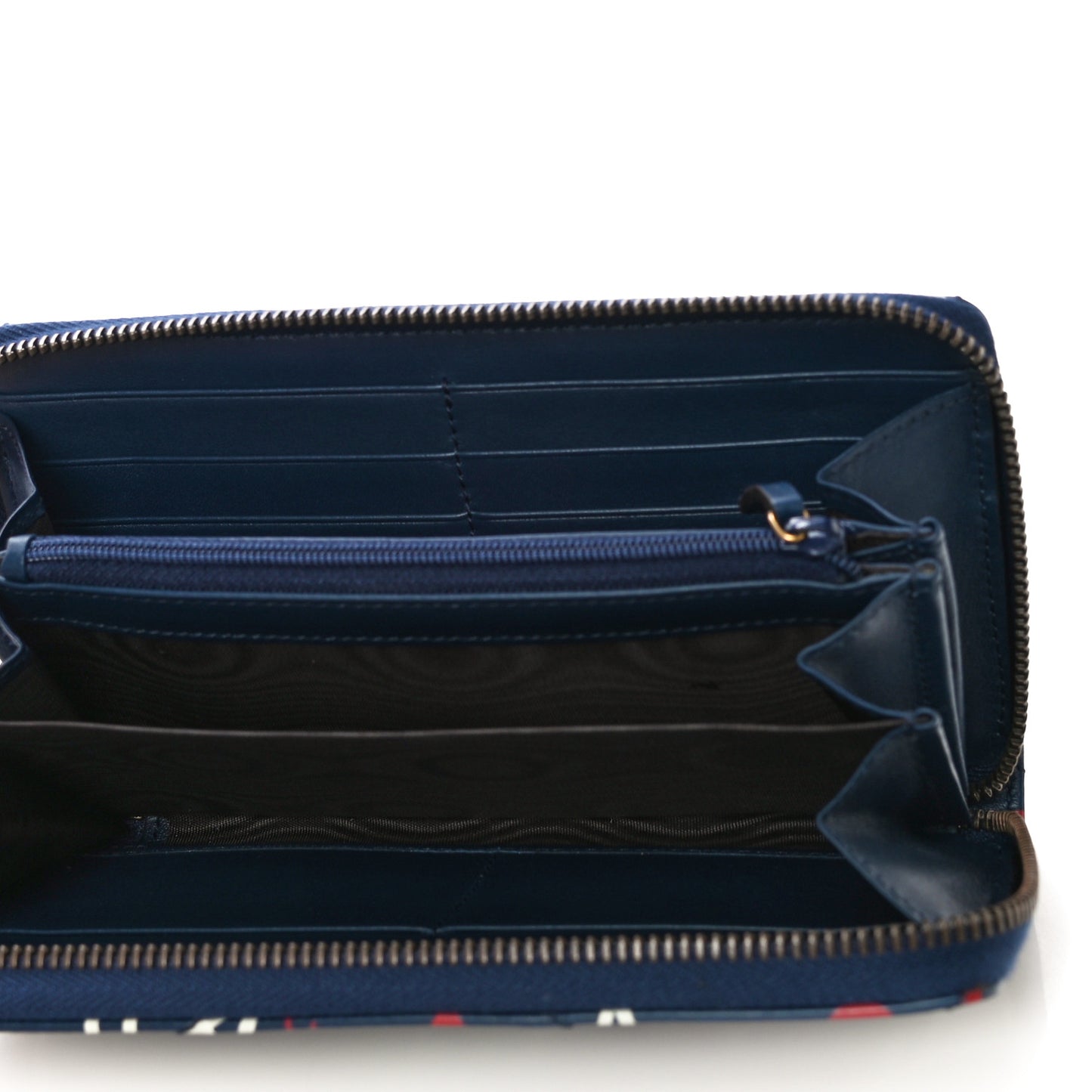 Calfskin Matelasse GucciGhost GG Marmont Zip Around Wallet Blue Agata Hibiscus Red