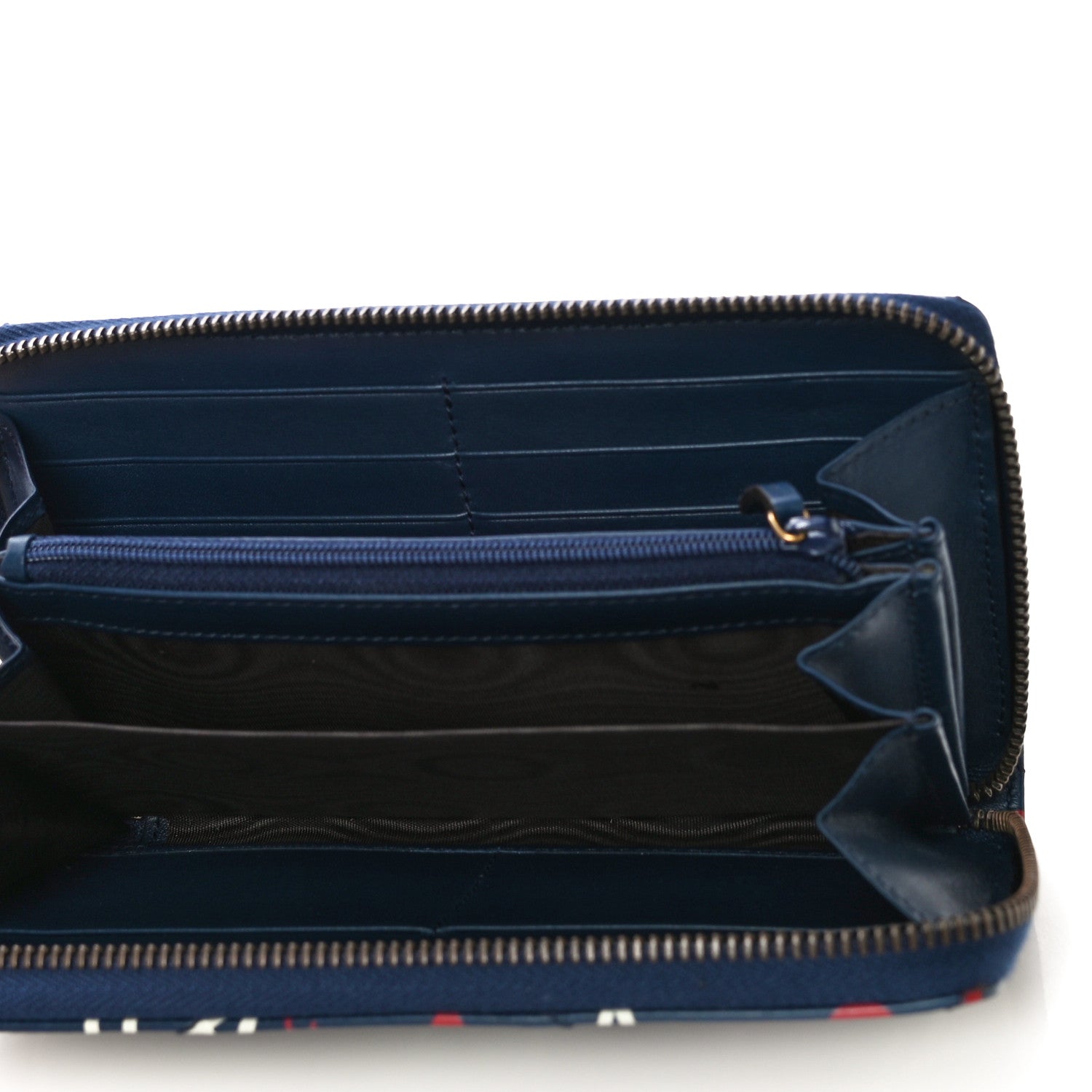 Gucci Calfskin Matelasse GucciGhost GG Marmont Zip Around Wallet Blue Agata Hibiscus Red 5 of 12
