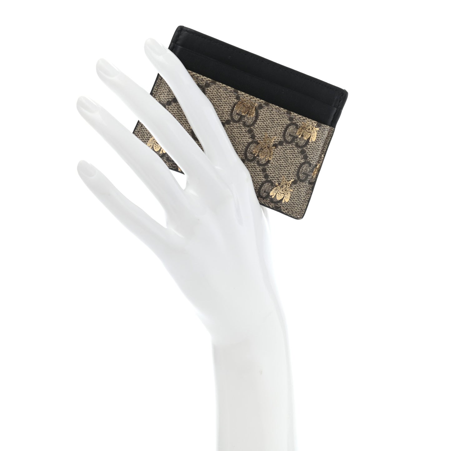 GG Supreme Monogram Bees Card Holder Black