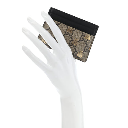 Gucci GG Supreme Monogram Bees Card Holder Black 2 of 7