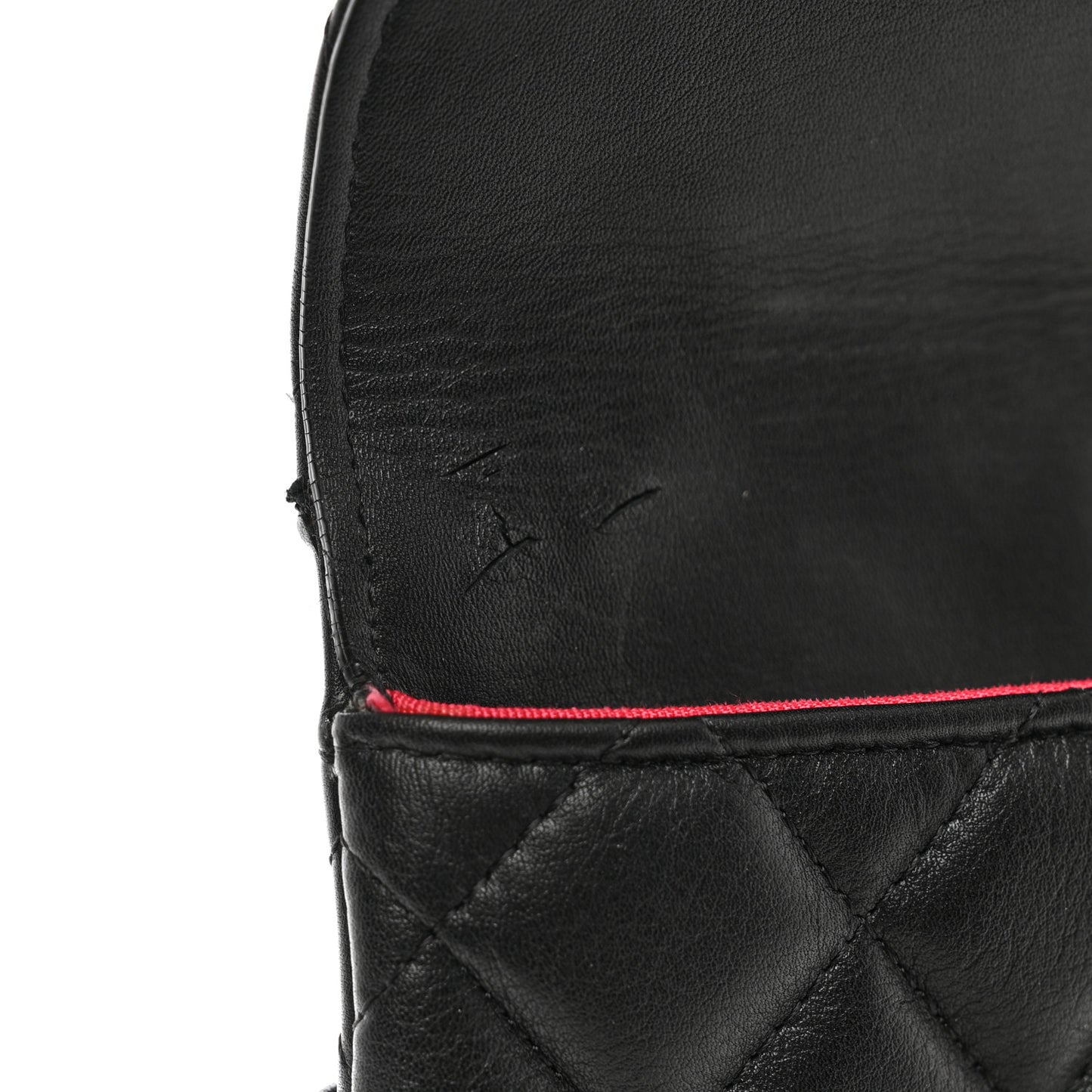 Calfskin Quilted Front Logo Enchained Clutch Black