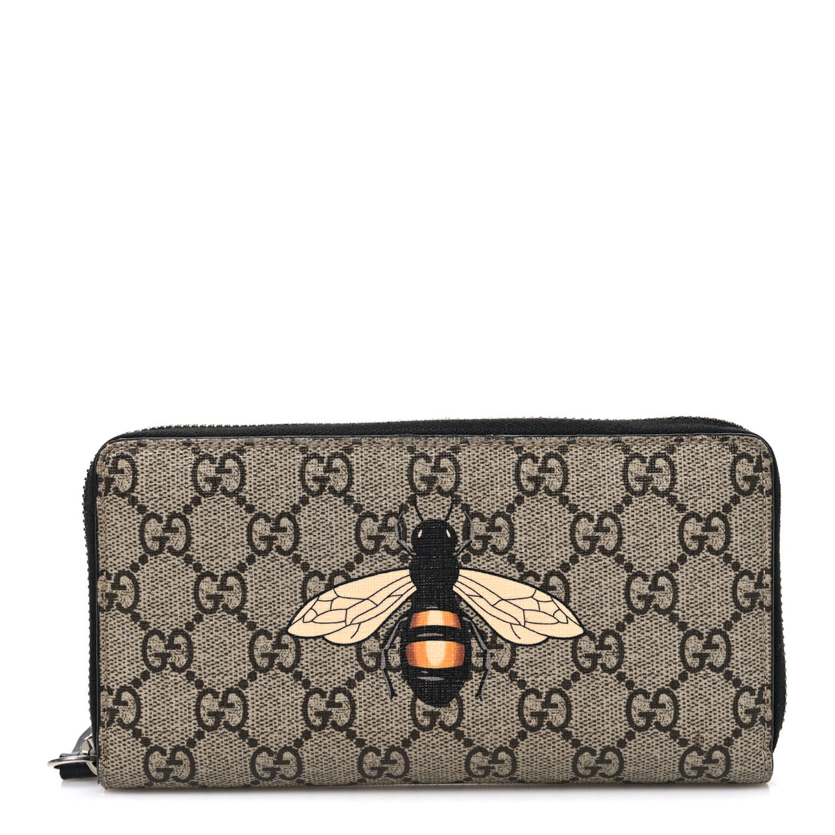GG Supreme Monogram Bee Zip Around Wallet