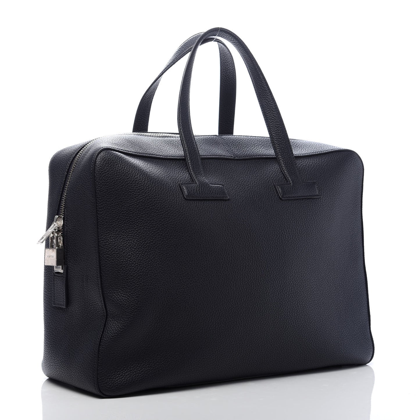 Grained Calfskin Medium T Line Briefcase Black