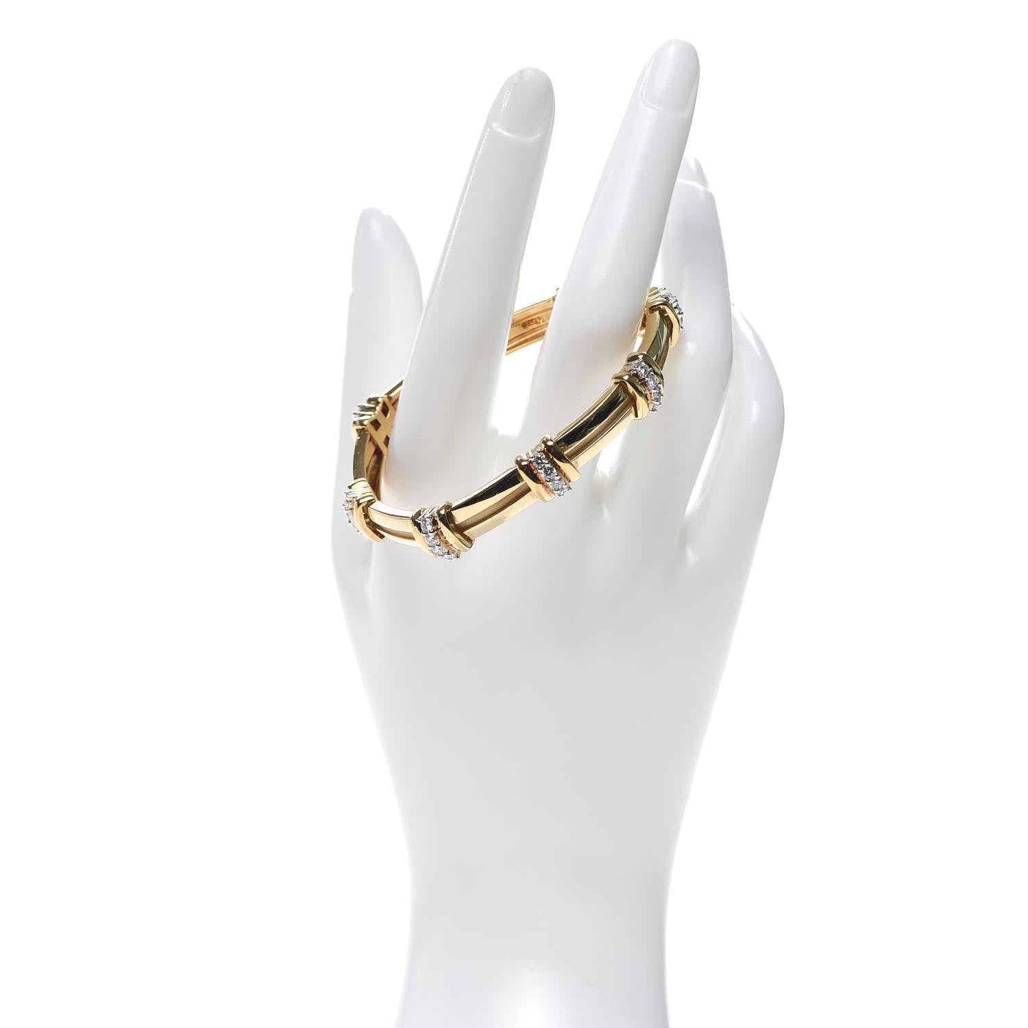 Tiffany 18K Yellow Gold Platinum Diamond Atlas Bracelet 2 of 4