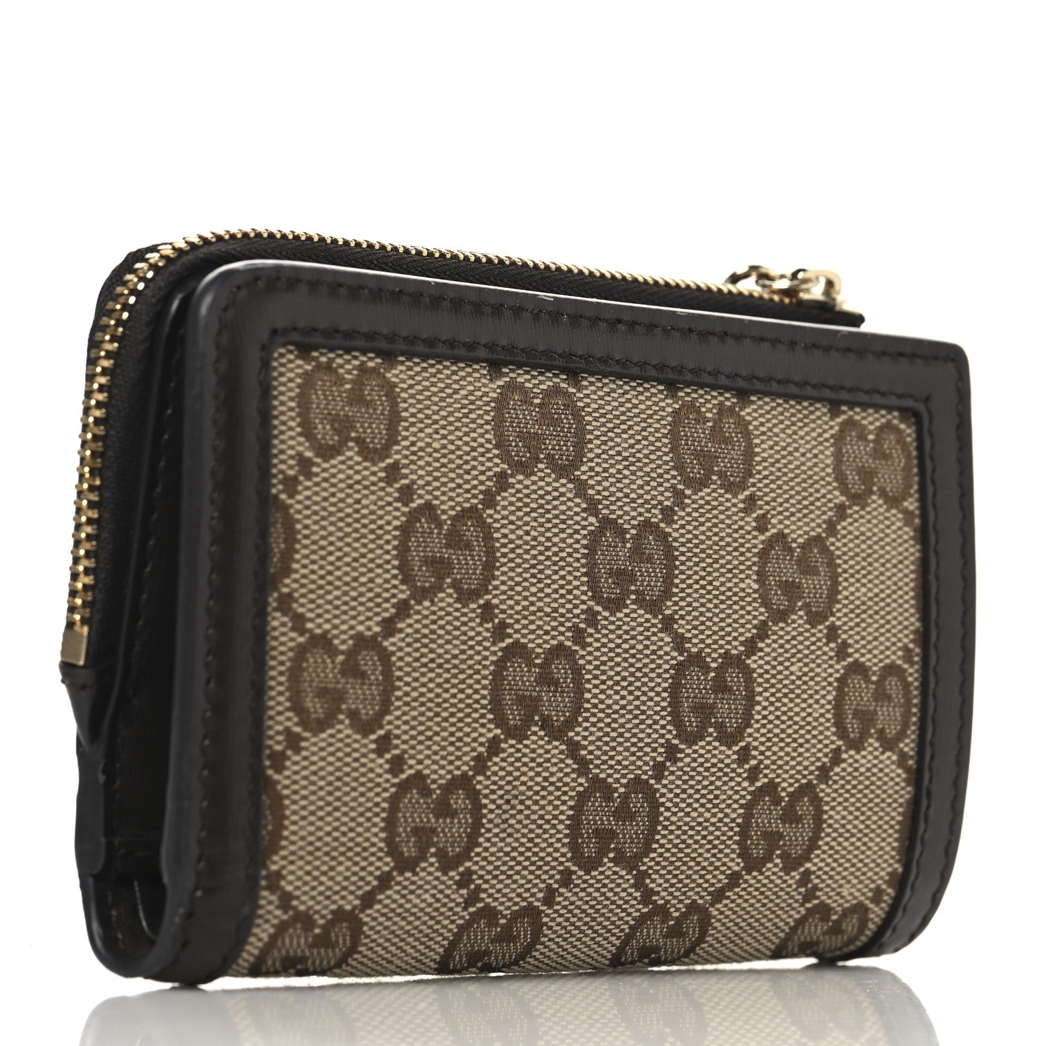 Gucci Monogram Calfskin Zip Around Wallet Beige Ebony 3 of 9