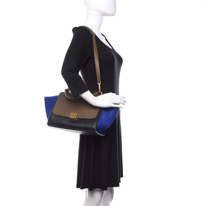 Celine Smooth Calfskin Suede Small Tri-Color Trapeze Indigo 2 of 12