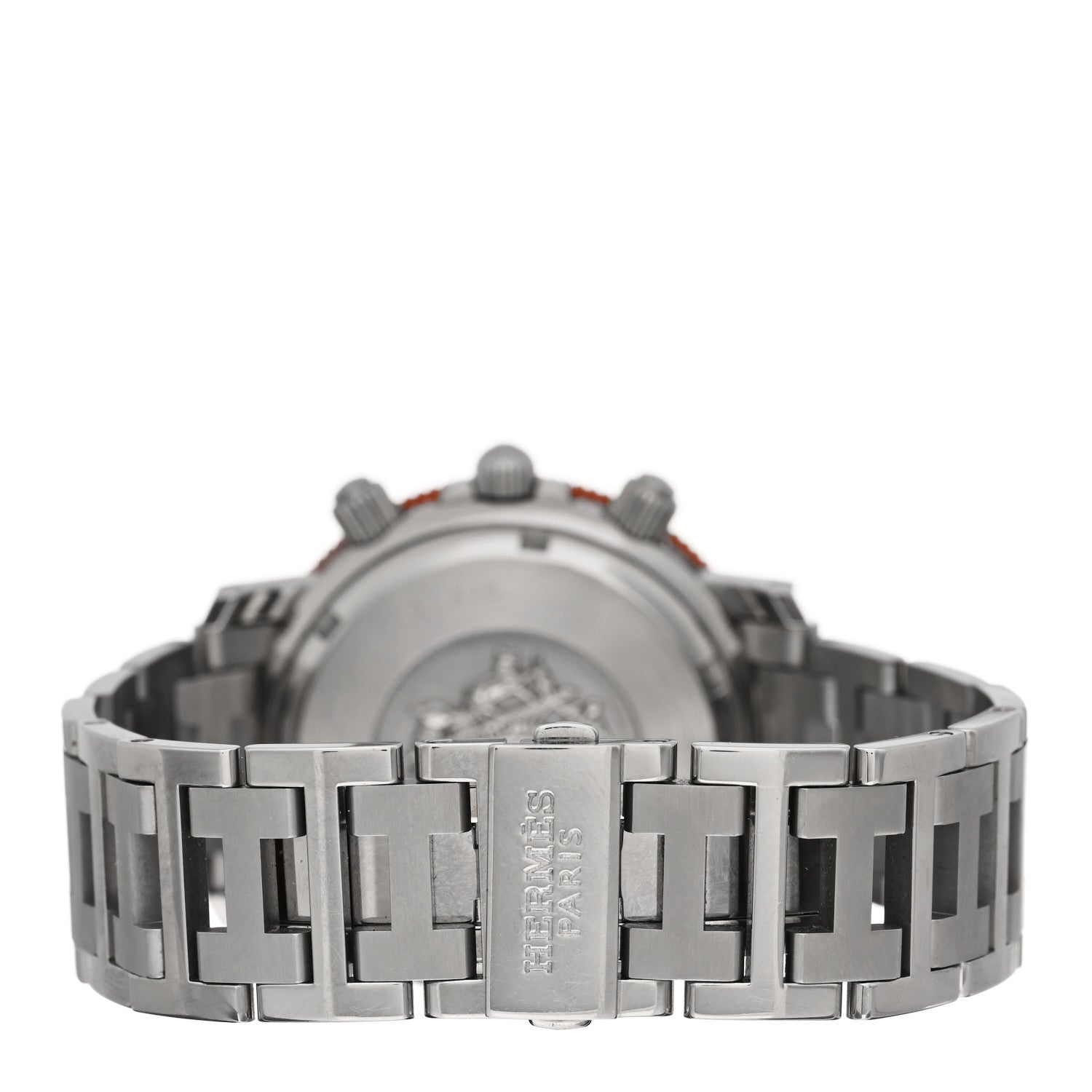 Hermes Stainless Steel 39mm Clipper Chronograph Quartz Watch Orange 3 of 5