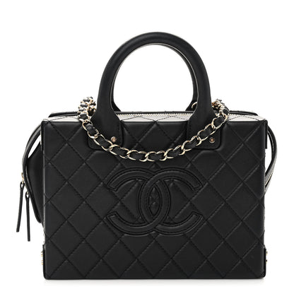 Chanel Calfskin Quilted Studded Square Vanity Case Black 1 of 11