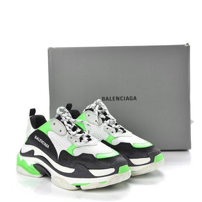 Balenciaga Fabric Mesh Womens Triple S Sneakers 39 White Green Fluo Black 9 of 9