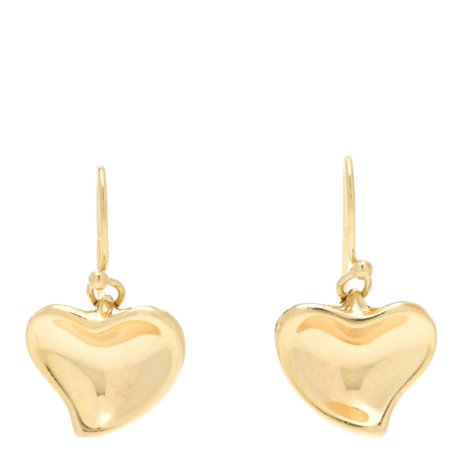 Tiffany 18K Yellow Gold Elsa Peretti Full Heart Drop Earrings 1 of 5
