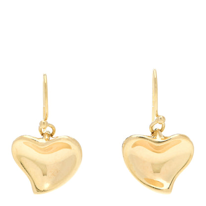 Tiffany 18K Yellow Gold Elsa Peretti Full Heart Drop Earrings 1 of 5