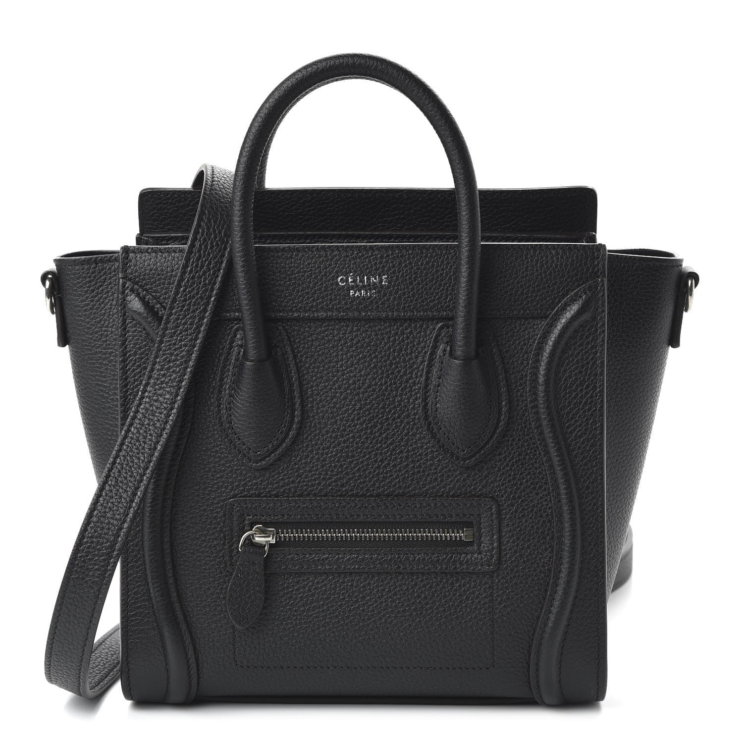 Celine Drummed Calfskin Nano Luggage Black 1 of 9