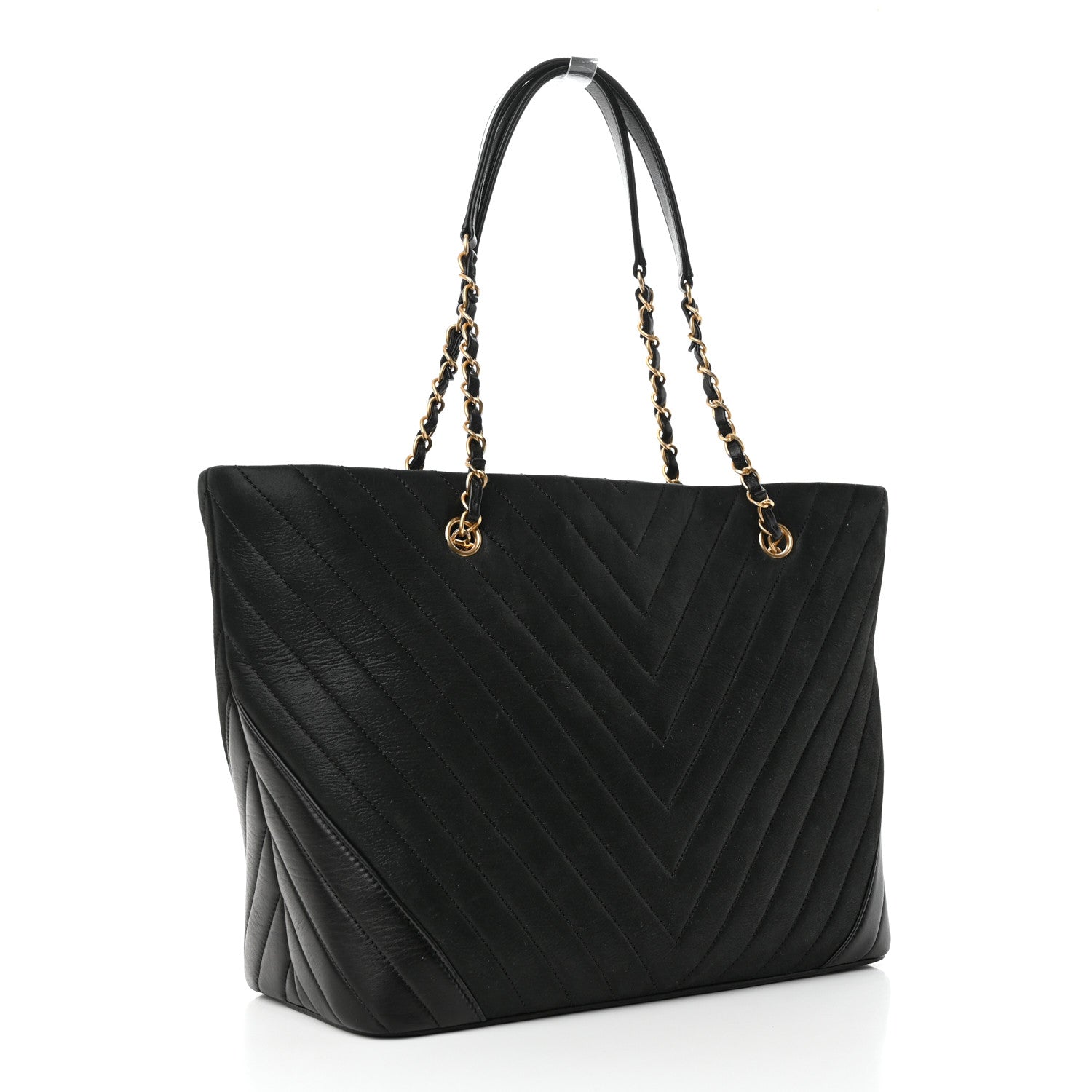 Chanel Calfskin Chevron Quilted Shopping Tote Black 2 of 11