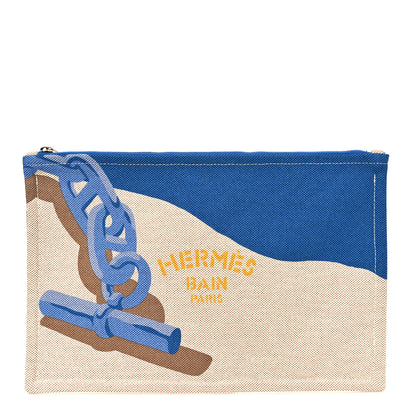 Hermes Cotton Canvas Escale A La Plage Flat Case Ciel Nuit 1 of 7
