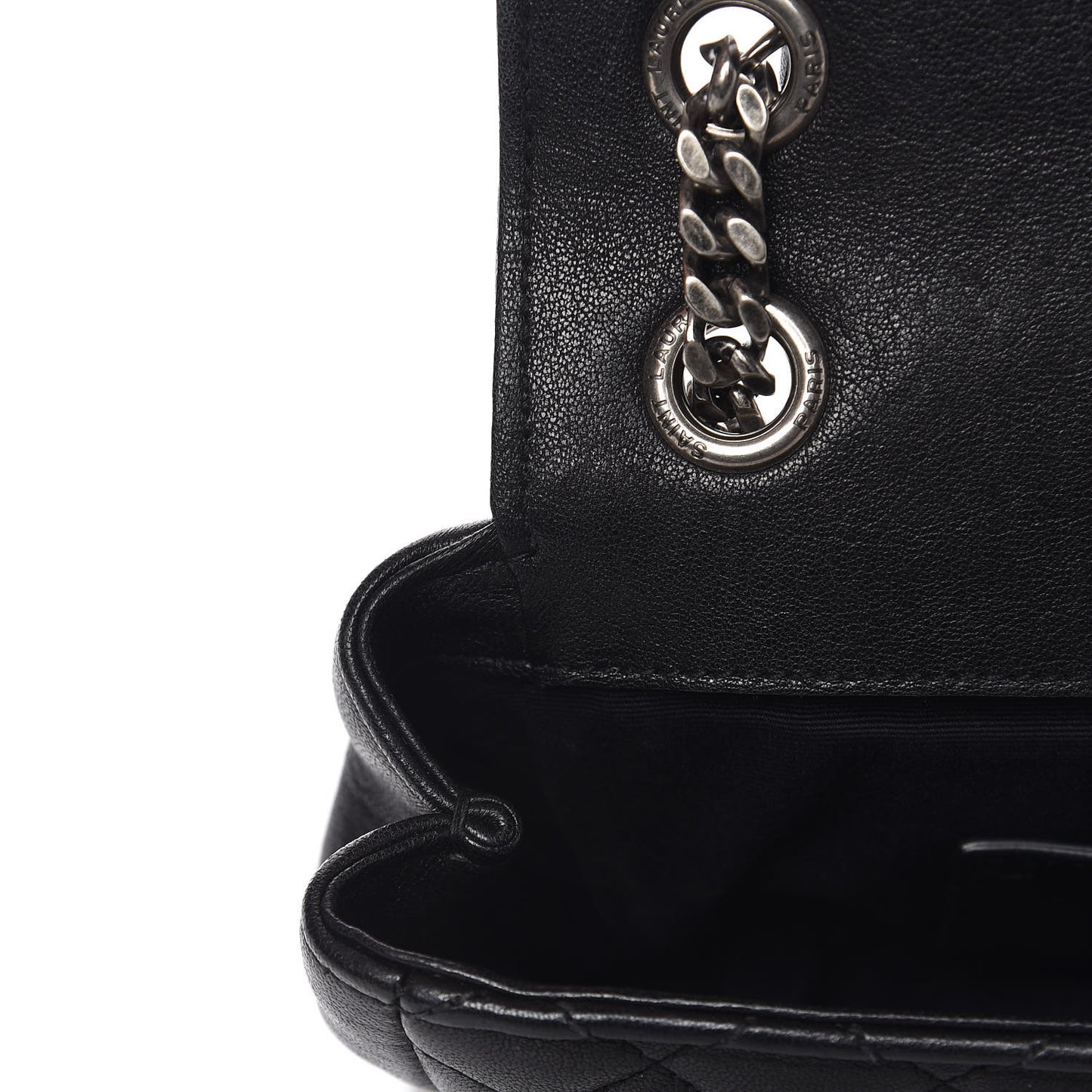 Sheepskin Tri-Quilt Monogram Medium College Bag Black