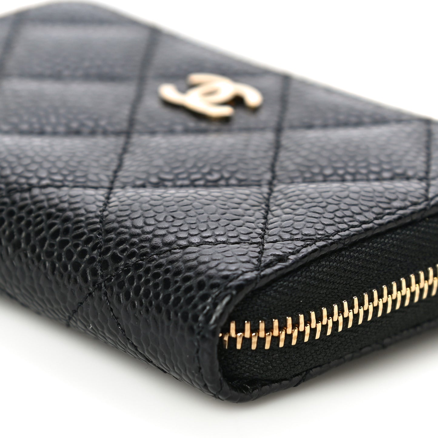 Caviar Quilted Zip Coin Purse Black