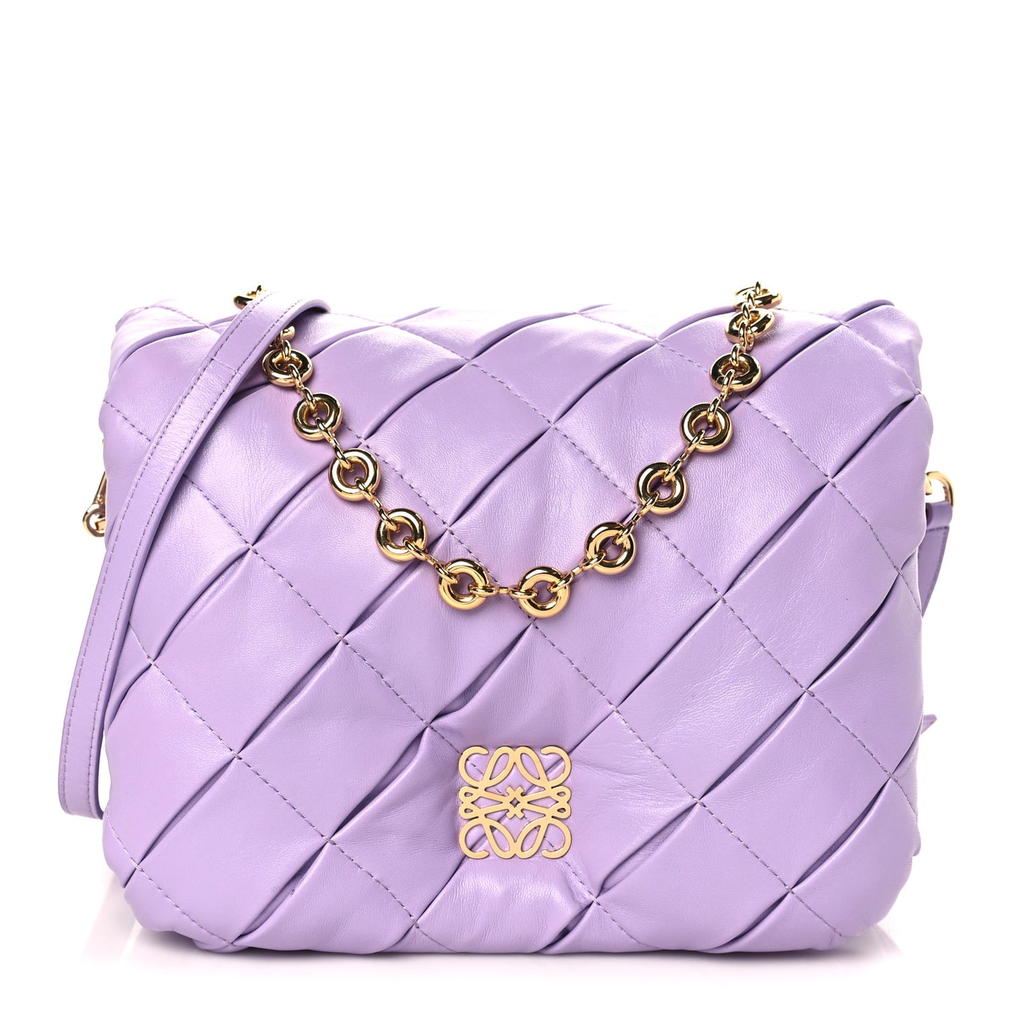 Lambskin Pleated Goya Puffer Bag Light Mauve