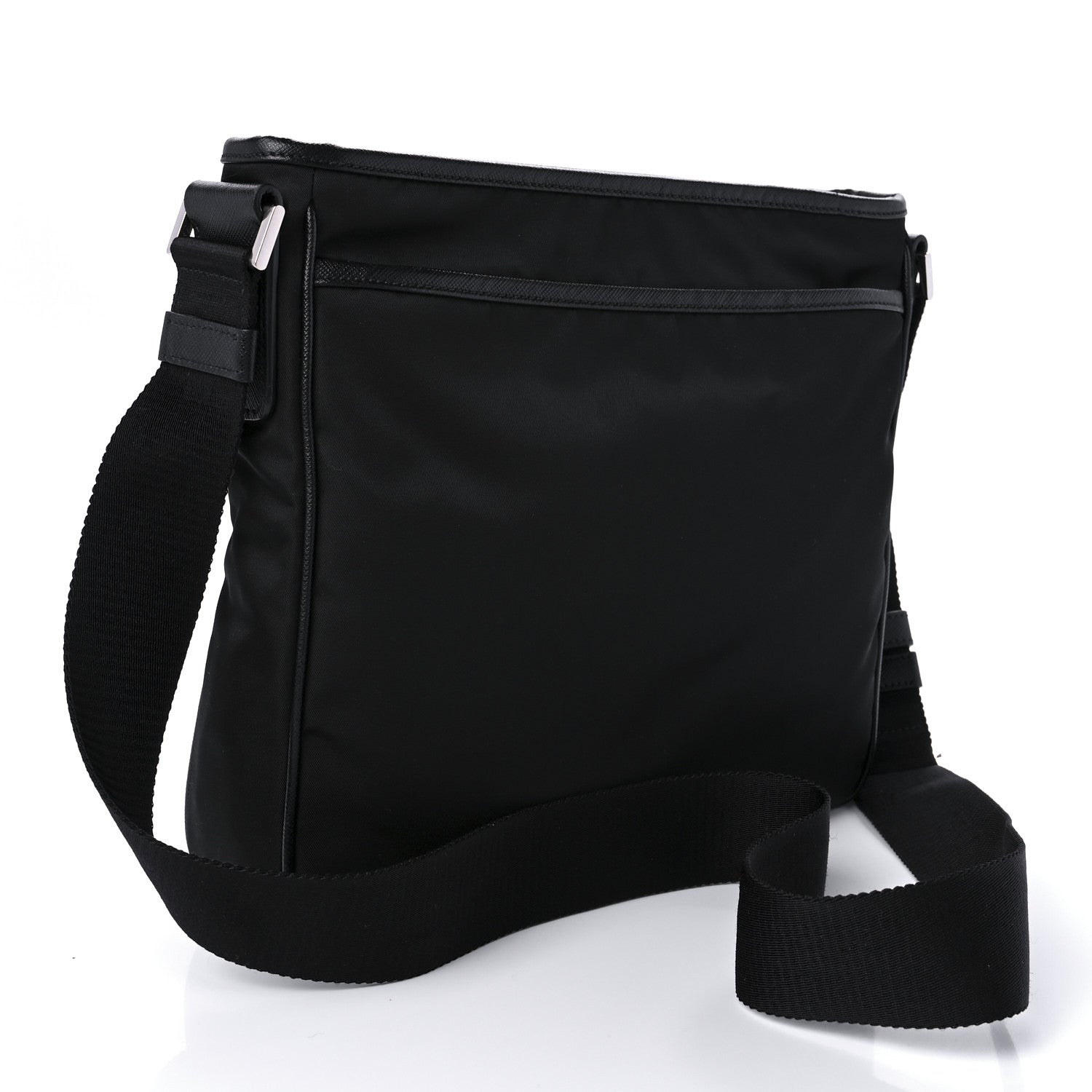 Prada Tessuto Nylon Saffiano Flat Messenger Bag Black 3 of 10