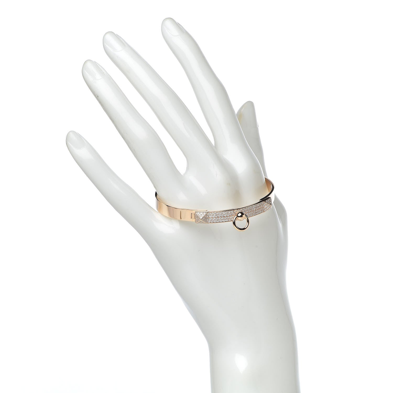 Hermes 18K Rose Gold Diamond PM Collier De Chien Pave Bracelet SH 2 of 5
