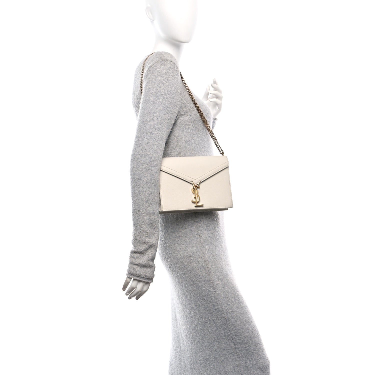 Saint Laurent Grain De Poudre Monogram Cassandra Clasp Bag Crema Soft 2 of 10