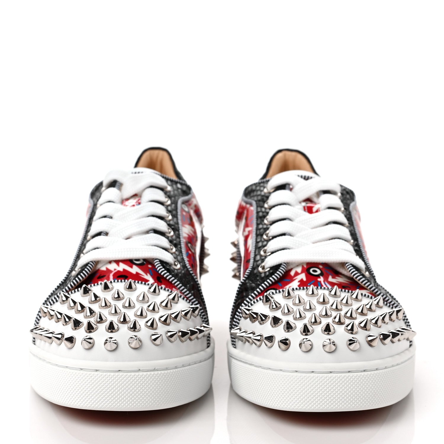 Christian Louboutin Calfskin Patent Womens Louis Junior Spikes Vieria Orlato Flat Sneakers 40 Version Multicolor 2 of 7