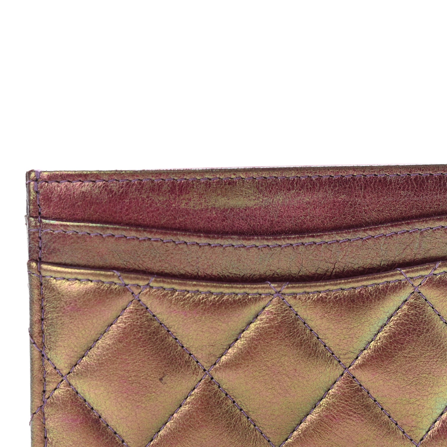 Chanel Iridescent Lambskin Quilted Card Holder Purple 11 of 11
