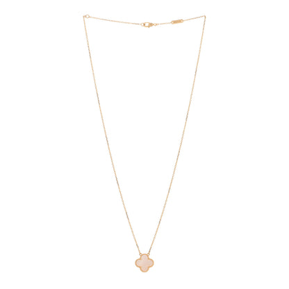 Van Cleef & Arpels 18K Yellow Gold Mother of Pearl Vintage Alhambra Pendant Necklace 2 of 3