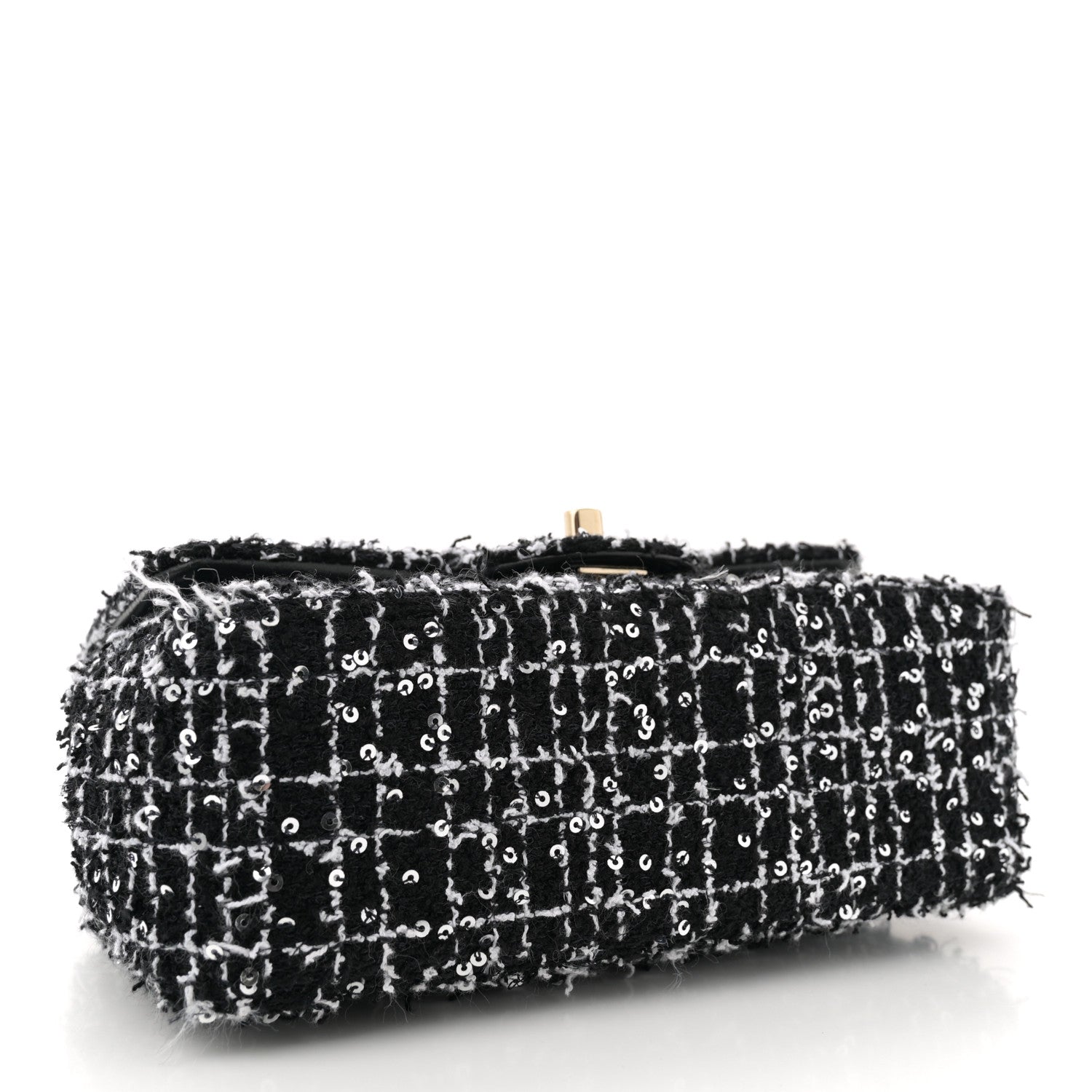 Chanel Tweed Quilted Mini Top Handle Rectangular Flap Black White 4 of 11