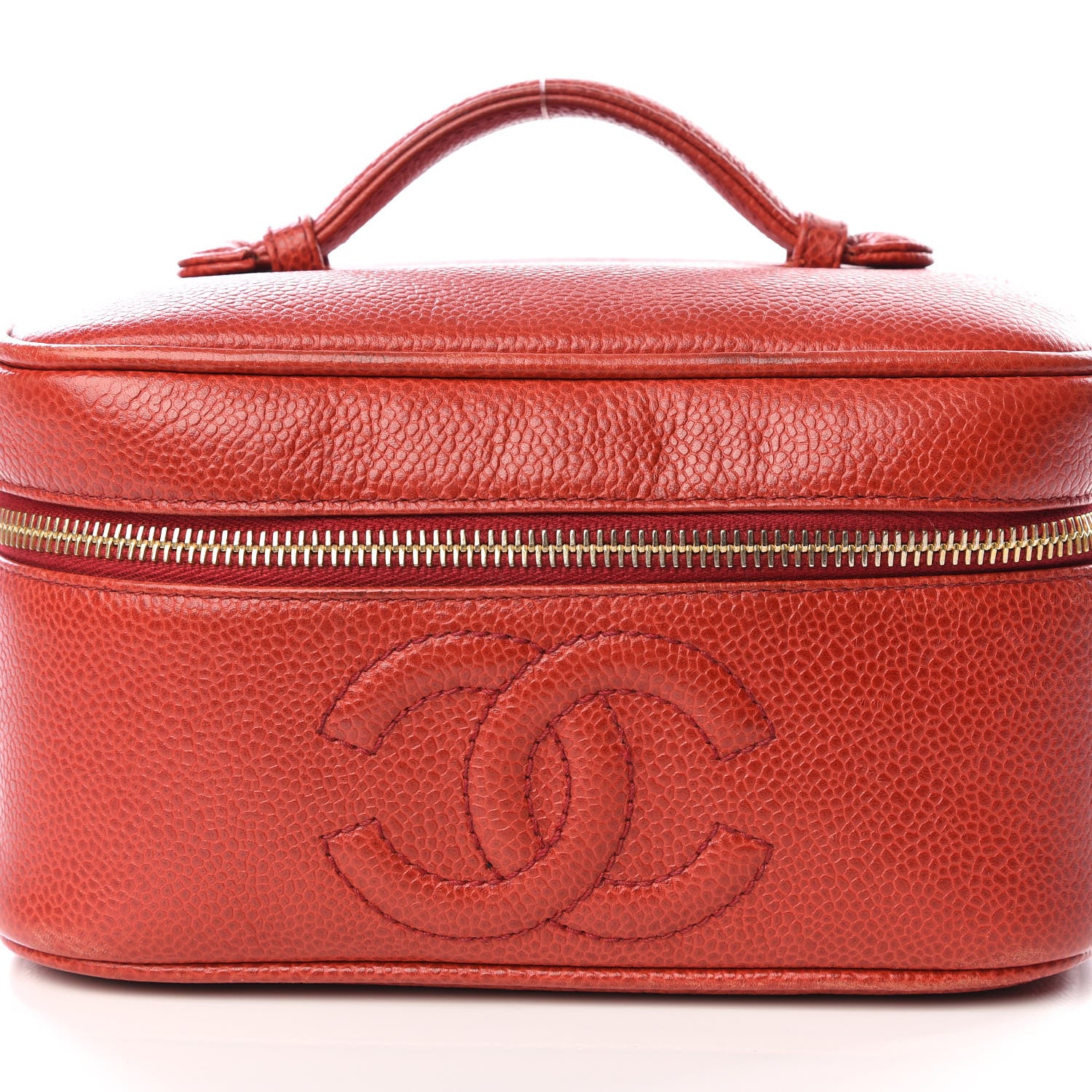 Chanel Caviar Vanity Cosmetic Case Red 11 of 12