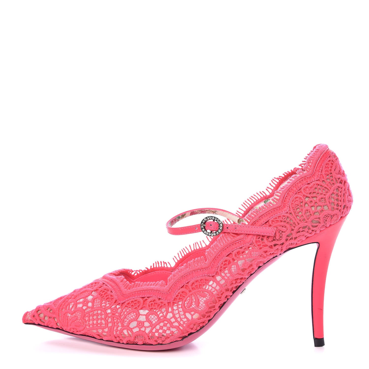Gucci Lace Pizzo Venice Pumps 39.5 Fuxia Fluo Mystic White 1 of 10