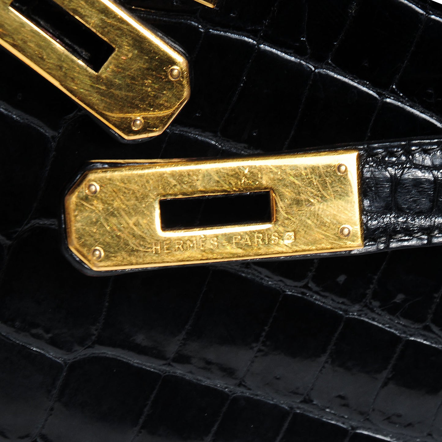 Shiny Porosus Crocodile Kelly Sellier 32 Black