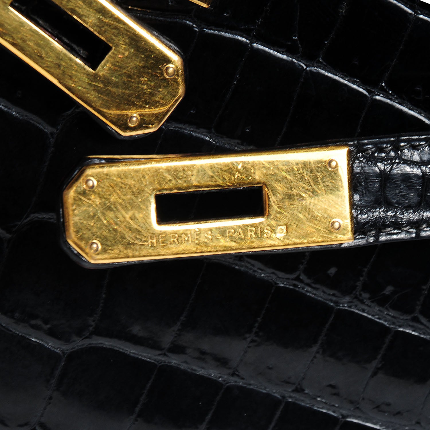 Hermes Shiny Porosus Crocodile Kelly Sellier 32 Black 5 of 9