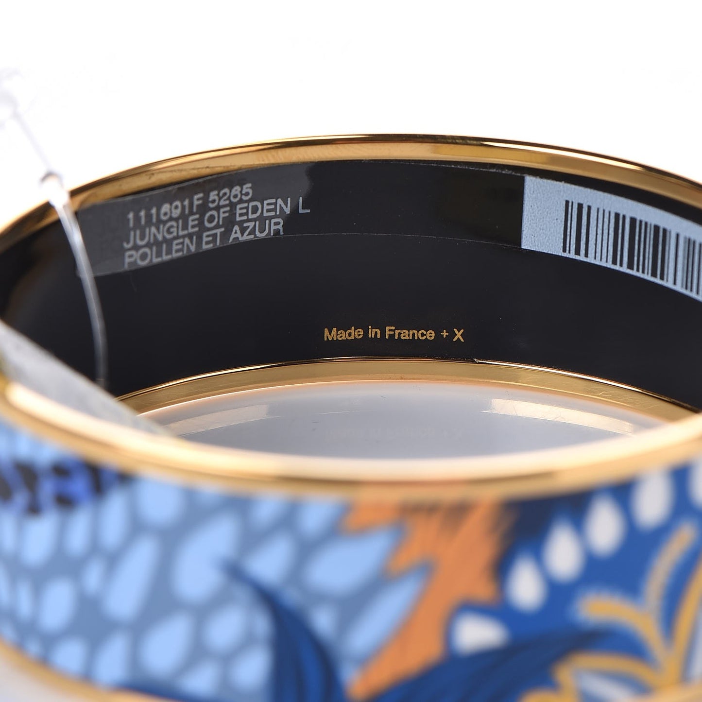 Enamel Printed Wide Jungle of Eden Wide Bracelet 65 Pollen Azur