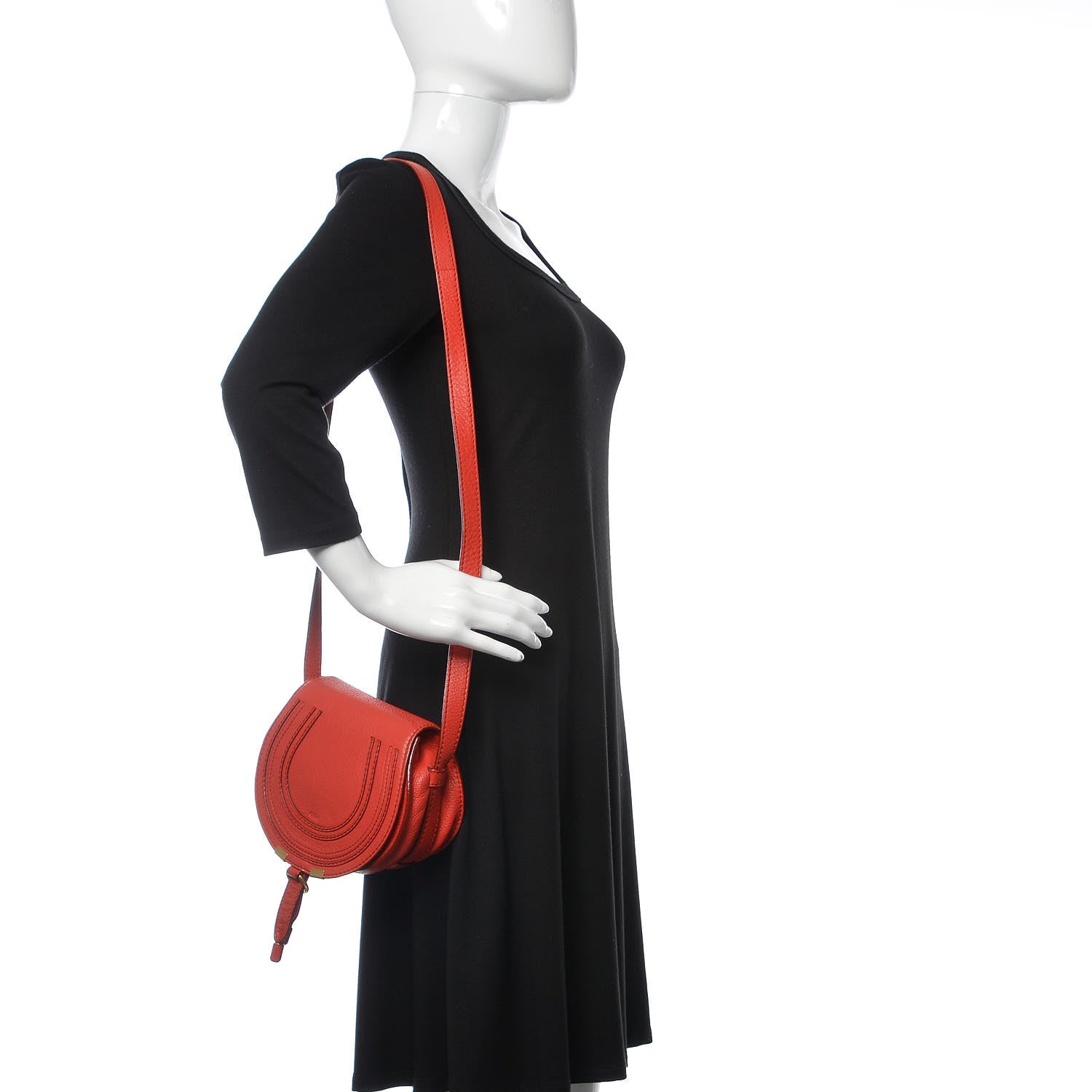 Chloe Calfskin Mini Marcie Round Crossbody Bag Red 2 of 9