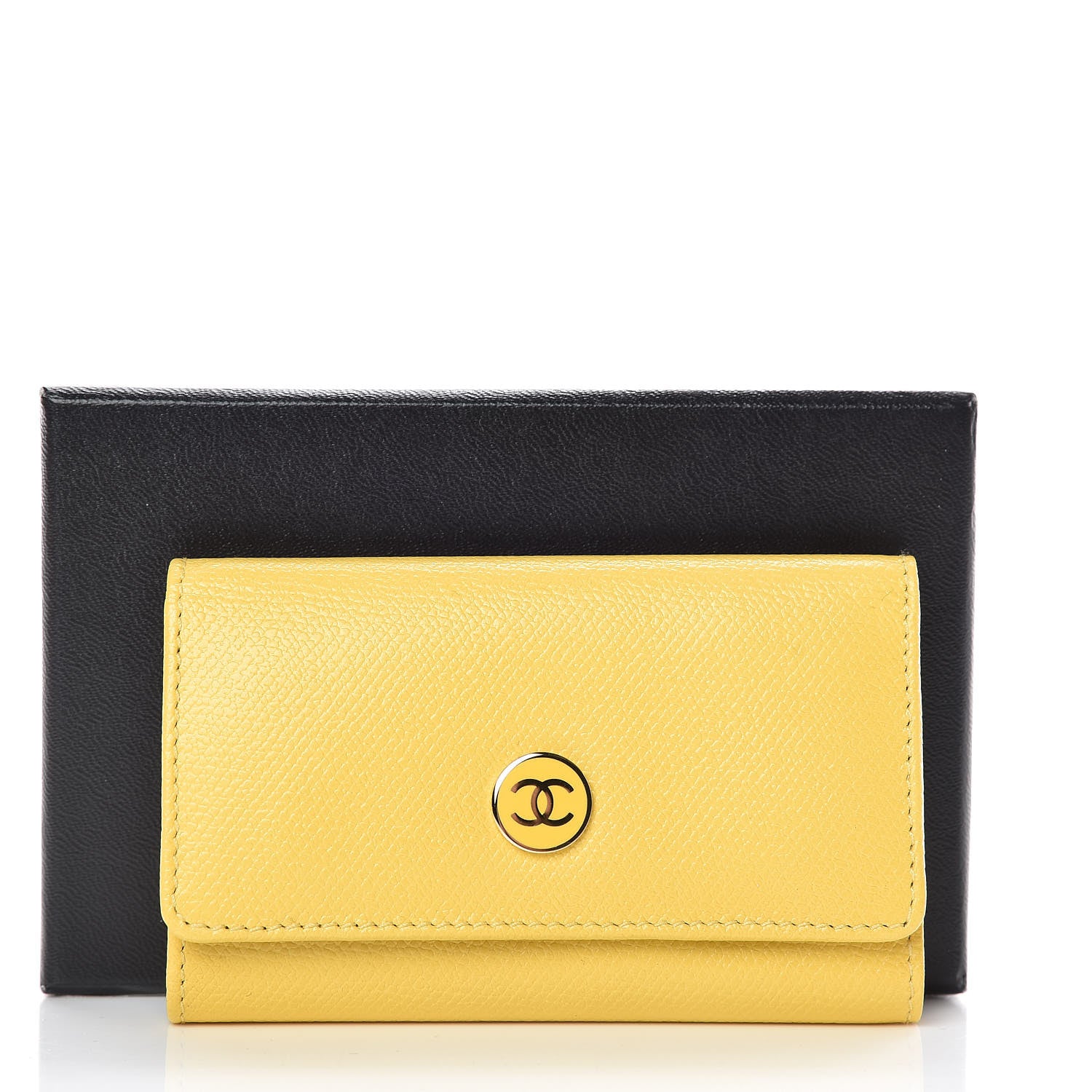 Chanel Grained Calfskin CC Button 6 Key Holder Yellow 10 of 10