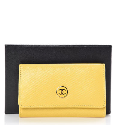 Chanel Grained Calfskin CC Button 6 Key Holder Yellow 10 of 10