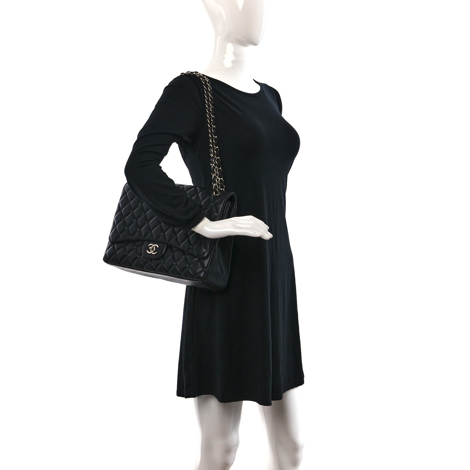 Chanel Lambskin Quilted Maxi Single Flap Black 2 of 10