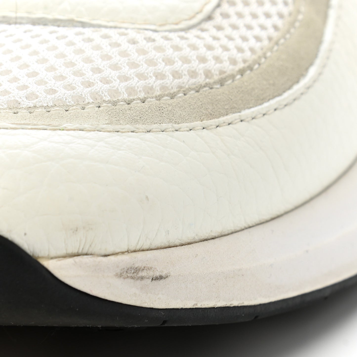 Calfskin Mesh Lycra Suede Womens Logo Sneakers 39 White